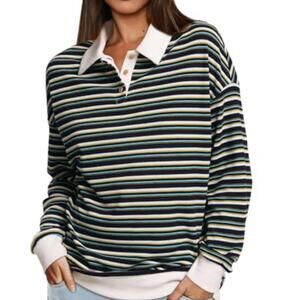 Wiholl Long Sleeved Striped Polo Women’s Large New With Tags